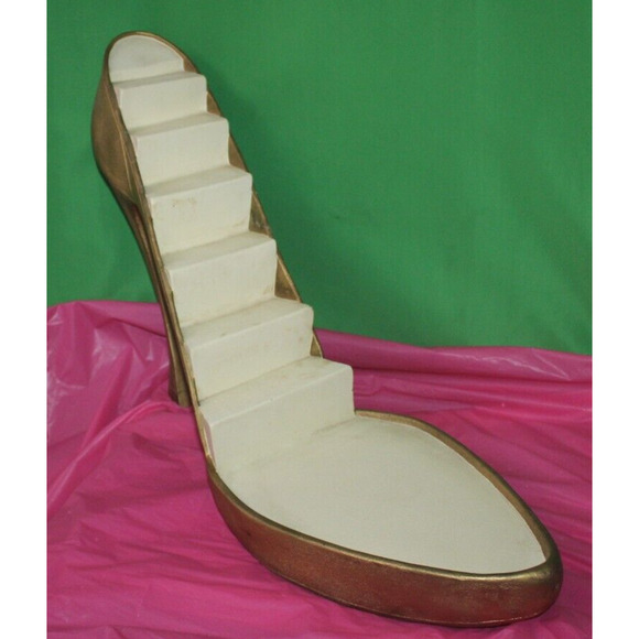 Vintage Giant Gold Just The Shoe High Heel Figurine Step Display Platform Prop - Picture 2 of 16